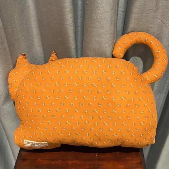 HOST PICK! Handmade Cat Plush Toy Orange Calico Fabric. Perfect fall decor. - Picture 4 of 11